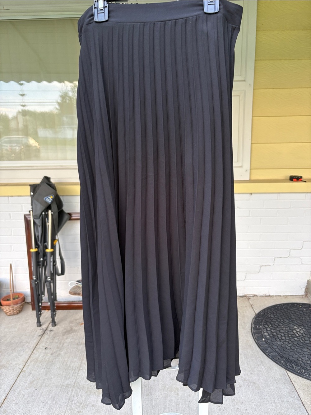 Maurices Black Pleated Circle Skirt with Flowing Hem